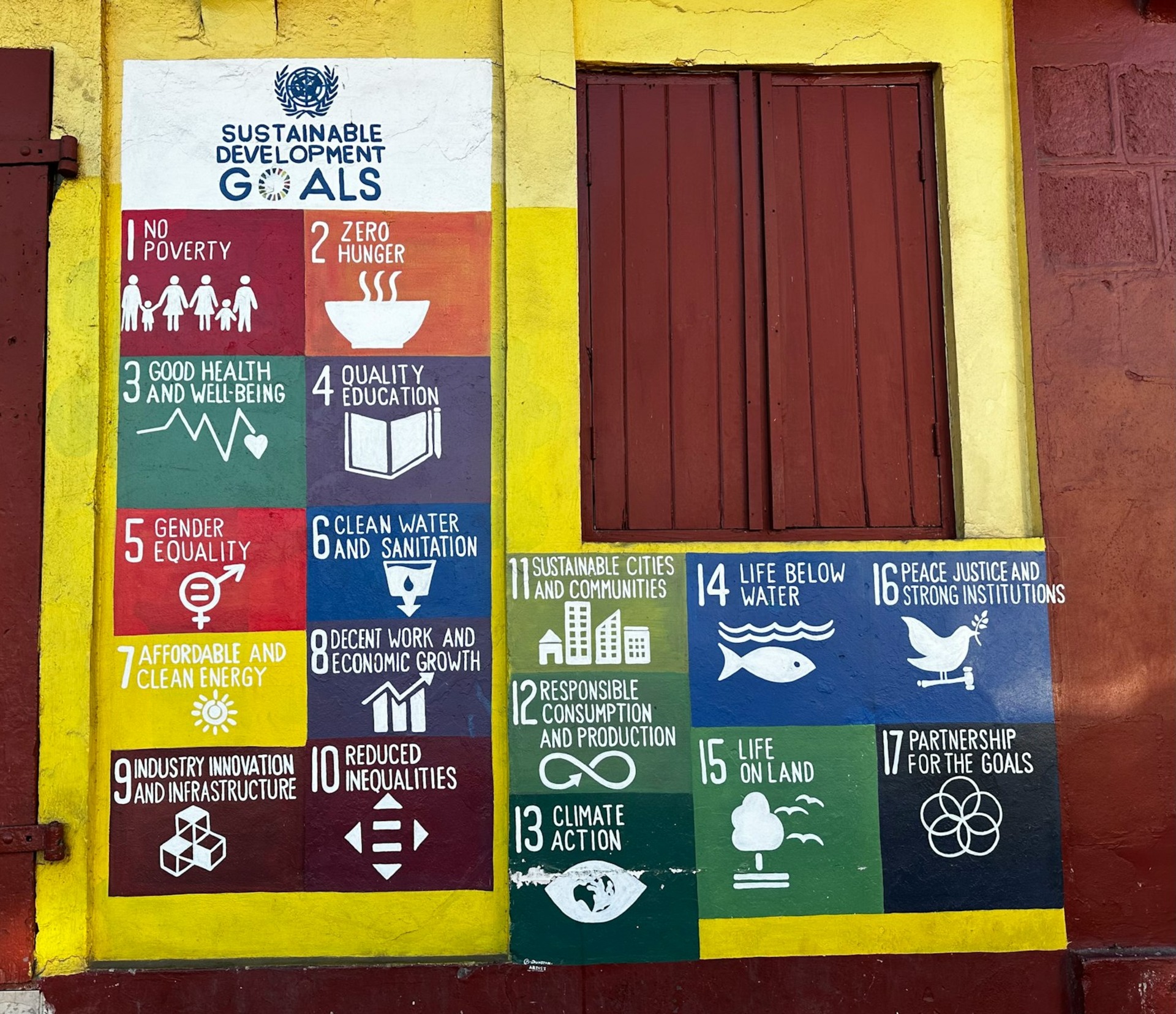 a building with a sign on the side of it